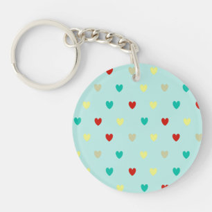 Llavero Pequeños corazones de polka en verde marino