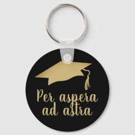 Llavero Per aspera ad astra Latin Cita Graduación Dorada