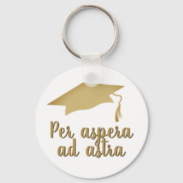 Llavero Per aspera ad astra Latin Cita Graduación Dorada