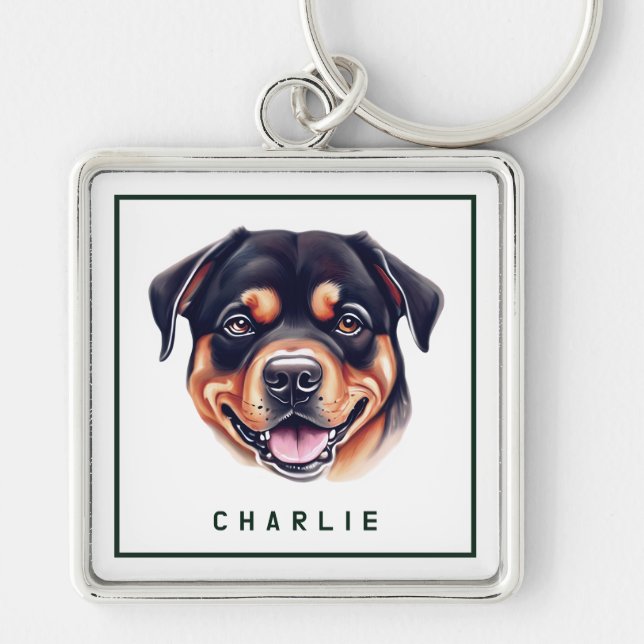 Llavero Percepción personalizada de Dapper Rottweiler (Frente)
