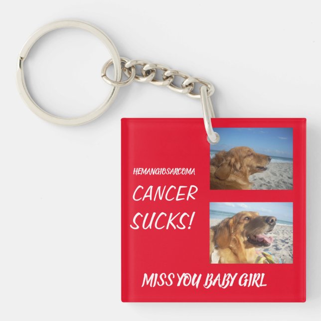 Llavero Perdida la honestidad de perro al cáncer de hemgio (Frente)