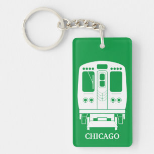 Llavero Perfil "L" de Chicago Blanco sobre fondo verde