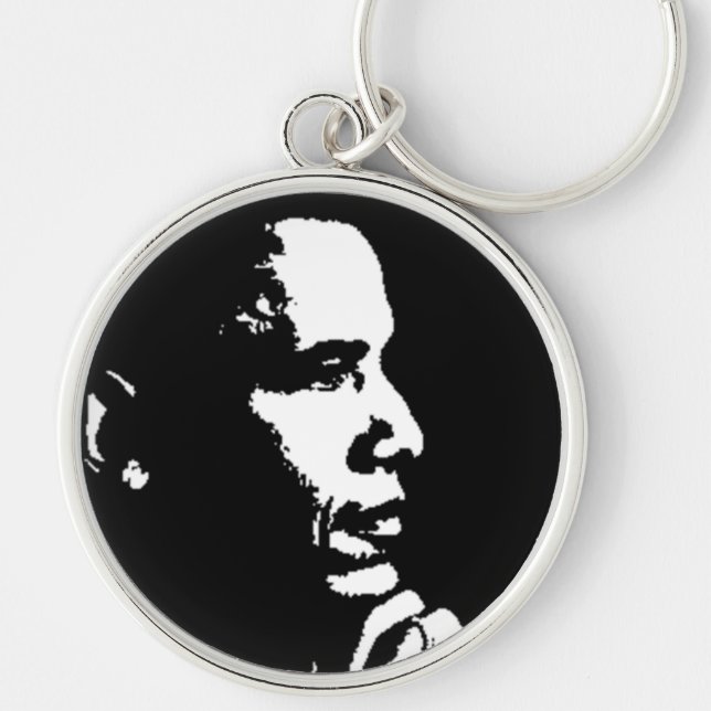 Llavero Perfil negro y blanco de Barack Obama (Frente)