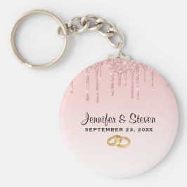 Llavero Perforaciones de Purpurina rosado y anillos dorado