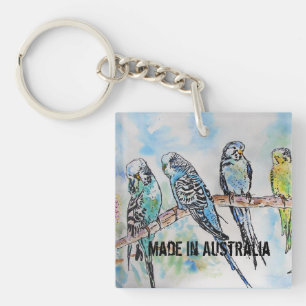 Llavero Perico Acuarela Pájaro Lindo Hecho En Australia