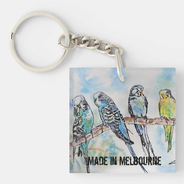 Llavero Periquito Budgerígar Pájaro Hecho En Melbourne  (Frente)