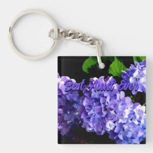 Llavero Periwinkle hidrangeas flores moradas azules para t