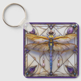 Llavero Perlas de la libélula Ametista Madre de la Perla