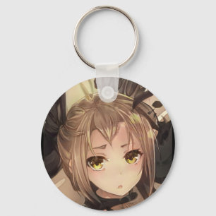 Llavero Perpleja anime chica ojos ámbar pelo castaño dorad