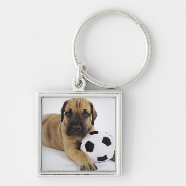 Llavero Perrito de great dane con el balón de fútbol (Frente)