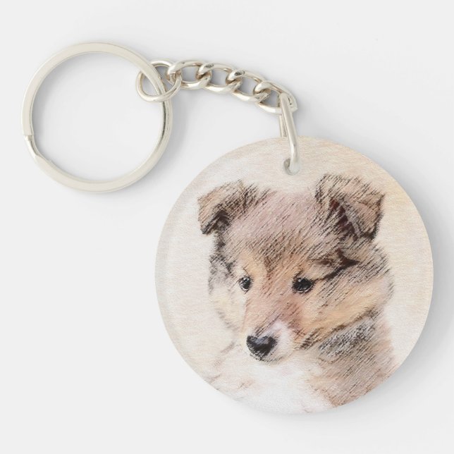 Llavero Perrito del perro pastor de Shetland que pinta (Frente)