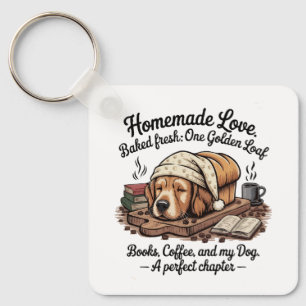 Llavero Perrito Golden Retriever Panecito Libros y Café