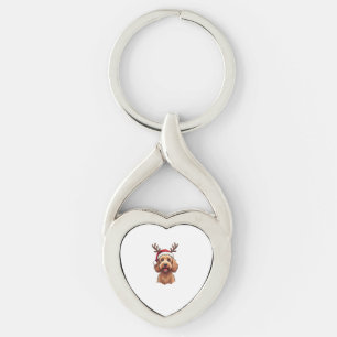 Llavero Perrito Goldendoodle Navidad Reno Fiesta Doodle