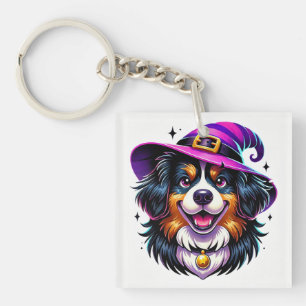 Llavero Perro Adorable con Sombrero de Bruja