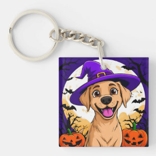 Llavero Perro adorable con sombrero de bruja