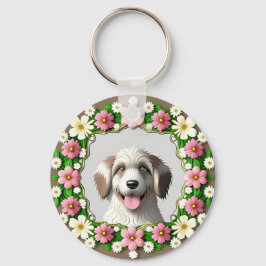 Llavero Perro Adorable Enmarcado por un Brillante Diseño