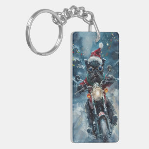 Llavero Perro Affenpinscher montando motocicleta Navidad