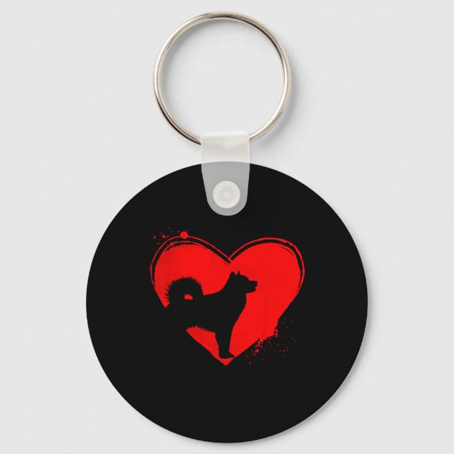 Llavero Perro Alaskan Malamute Corazón Forma San Valentín  (Anverso)