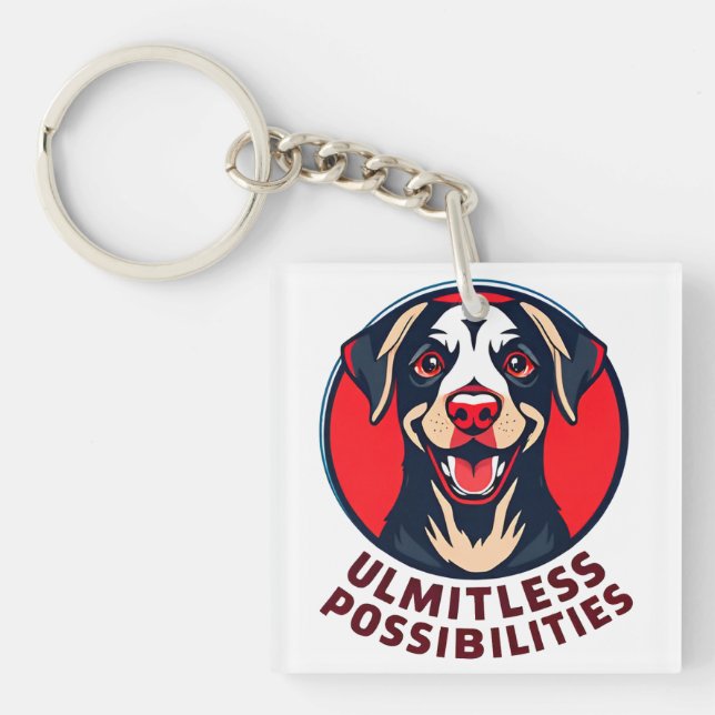 Llavero Perro Alegre con Texto Inspirador (Frente)
