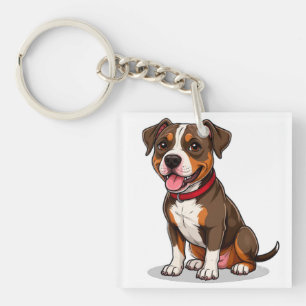 Llavero Perro americano de pit bull de dibujos animados li