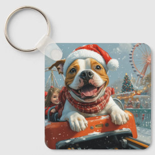 Llavero Perro americano Staffordshire Navidad