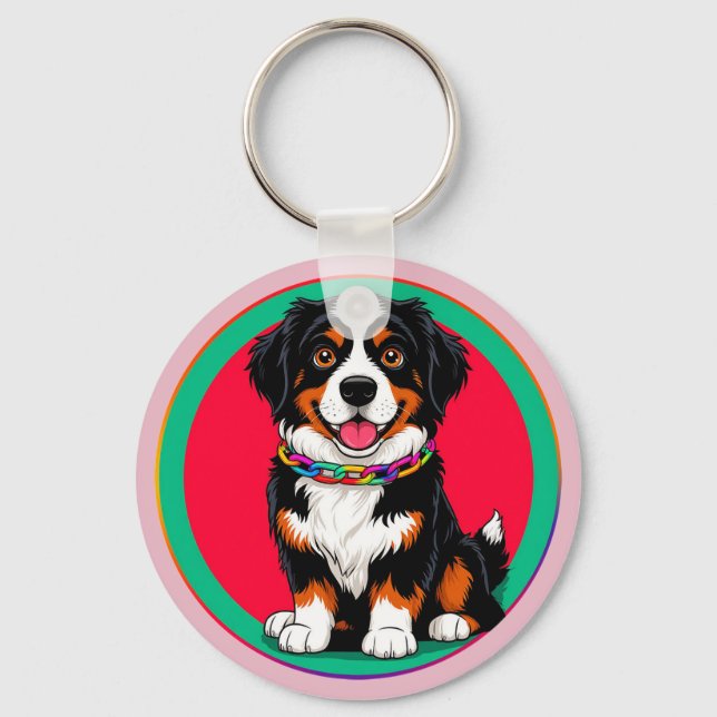 Llavero Perro Animado Adorable con Collar (Anverso)