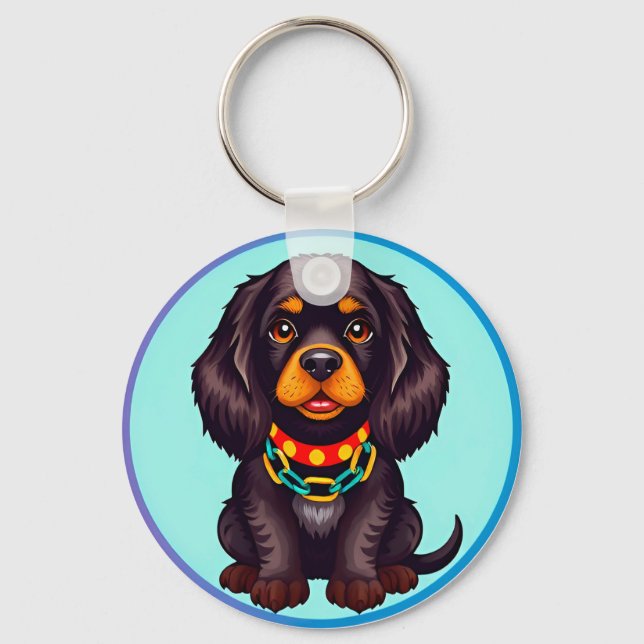 Llavero Perro animado lindo con collar (Anverso)