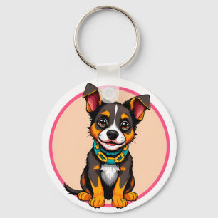 Llavero Perro animado lindo con collar