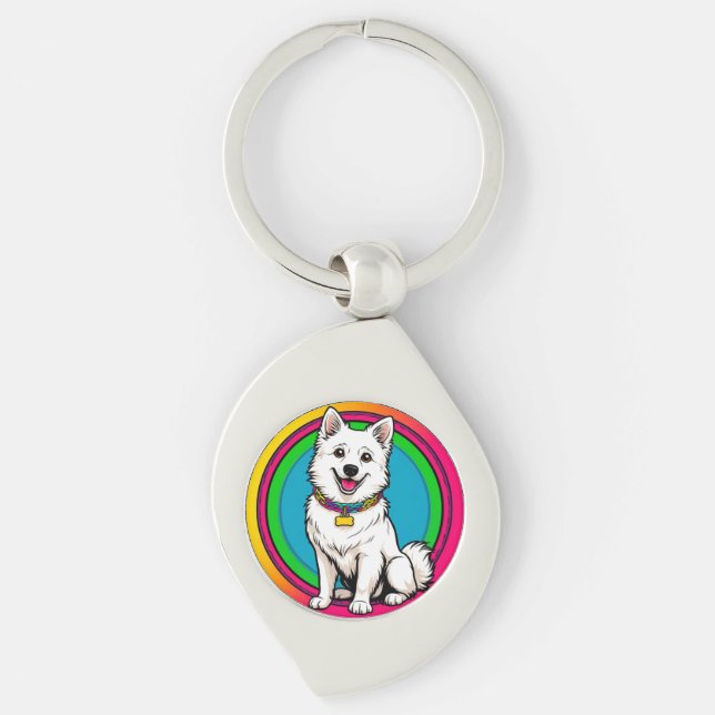 Llavero Perro animado lindo con collar (Anverso)