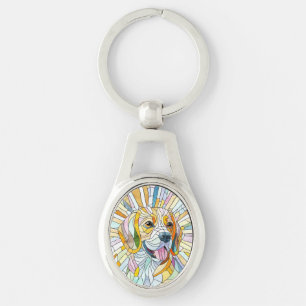 Llavero Perro Beagle - Arte Mosaico colorido