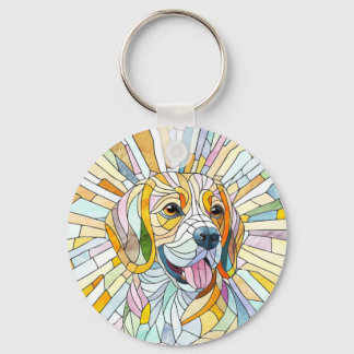 Llavero Perro Beagle - Arte Mosaico colorido