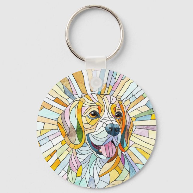 Llavero Perro Beagle - Arte Mosaico colorido (Anverso)