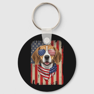 Llavero Perro Beagle del 4 de Julio Bandera Americana USA
