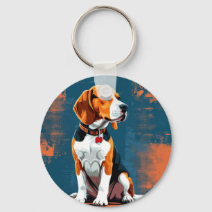 Llavero Perro Beagle en fondo abstracto
