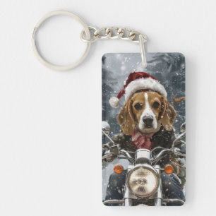 Llavero Perro Beagle Montando Motocicleta Navidad