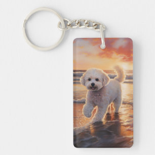 Llavero Perro Bichon Frise de Patas Arenosa en Puesta de S