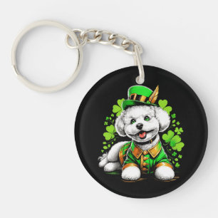 Llavero Perro Bichon Frise Día de San Patricio