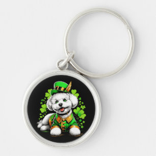 Llavero Perro Bichon Frise Día de San Patricio