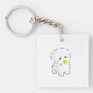 Llavero Perro Bichon Frise Lindo con Bozal de Pato