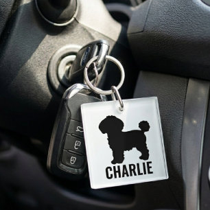 Llavero Perro Bichon Frise Silueta Nombre Personalizado