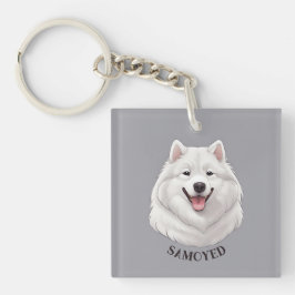 Llavero Perro blanco feliz samoyado