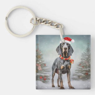 Llavero Perro Bluetick Coonhound en Navidad con Nieve