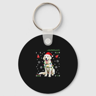 Llavero Perro Boxer Blanco Jersey Feo De Navidad Divertido