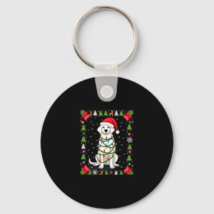 Llavero Perro Boxer Blanco Jersey Feo De Navidad Divertido