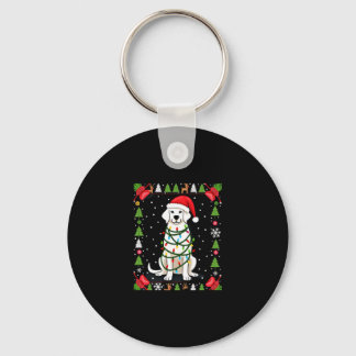 Llavero Perro Boxer Blanco Jersey Feo De Navidad Divertido