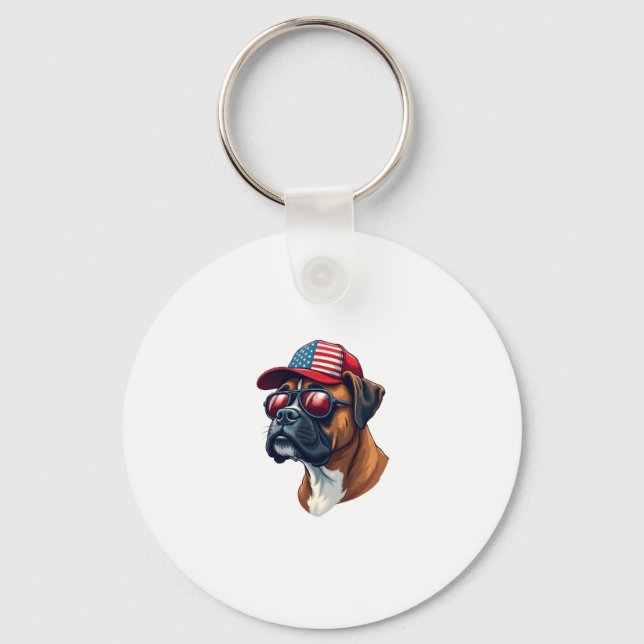 Llavero Perro Boxer Con Azul Rojo Blanco (Anverso)