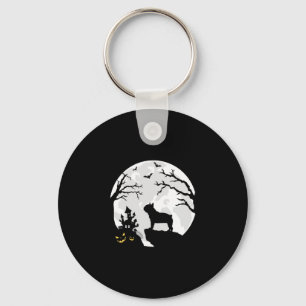 Llavero Perro bulldog En La Luna Vestimenta Halloween Homb