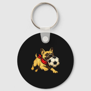 Llavero Perro Bulldog Francés Divertido Jugando Fútbol Día