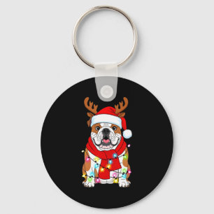 Llavero Perro Bulldog Inglés Árbol de Navidad Luces de Nav