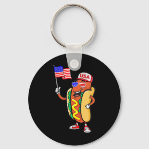 Llavero Perro Caliente Patriótico Bandera Americana Usa Di
